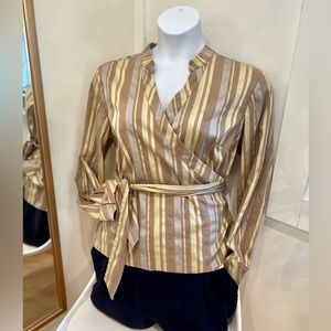 Lane Bryant Vertical Striped Wrapped Blouse